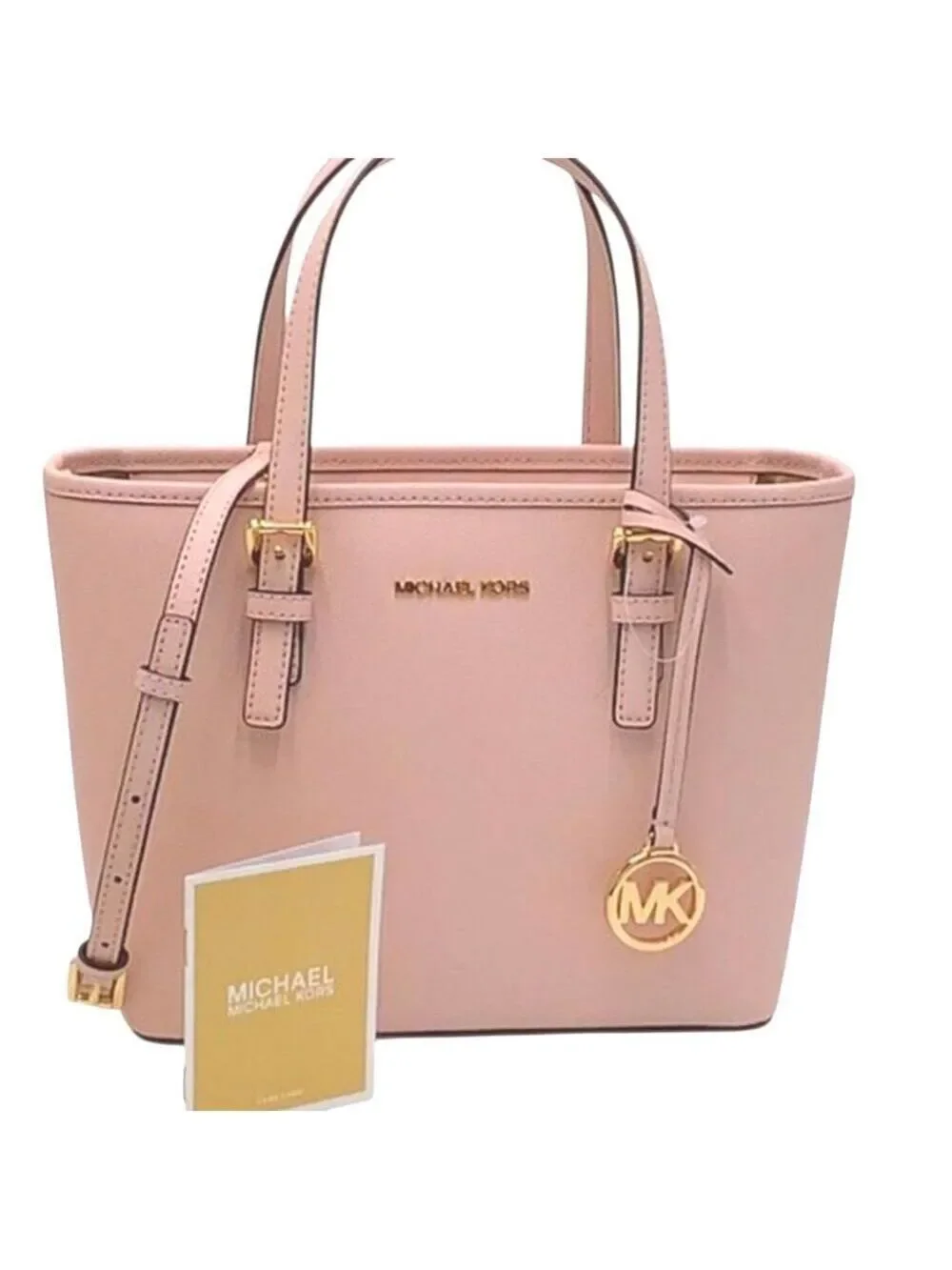 Michael Kors Saffiano Leather Top Zip Tote Bag Pink